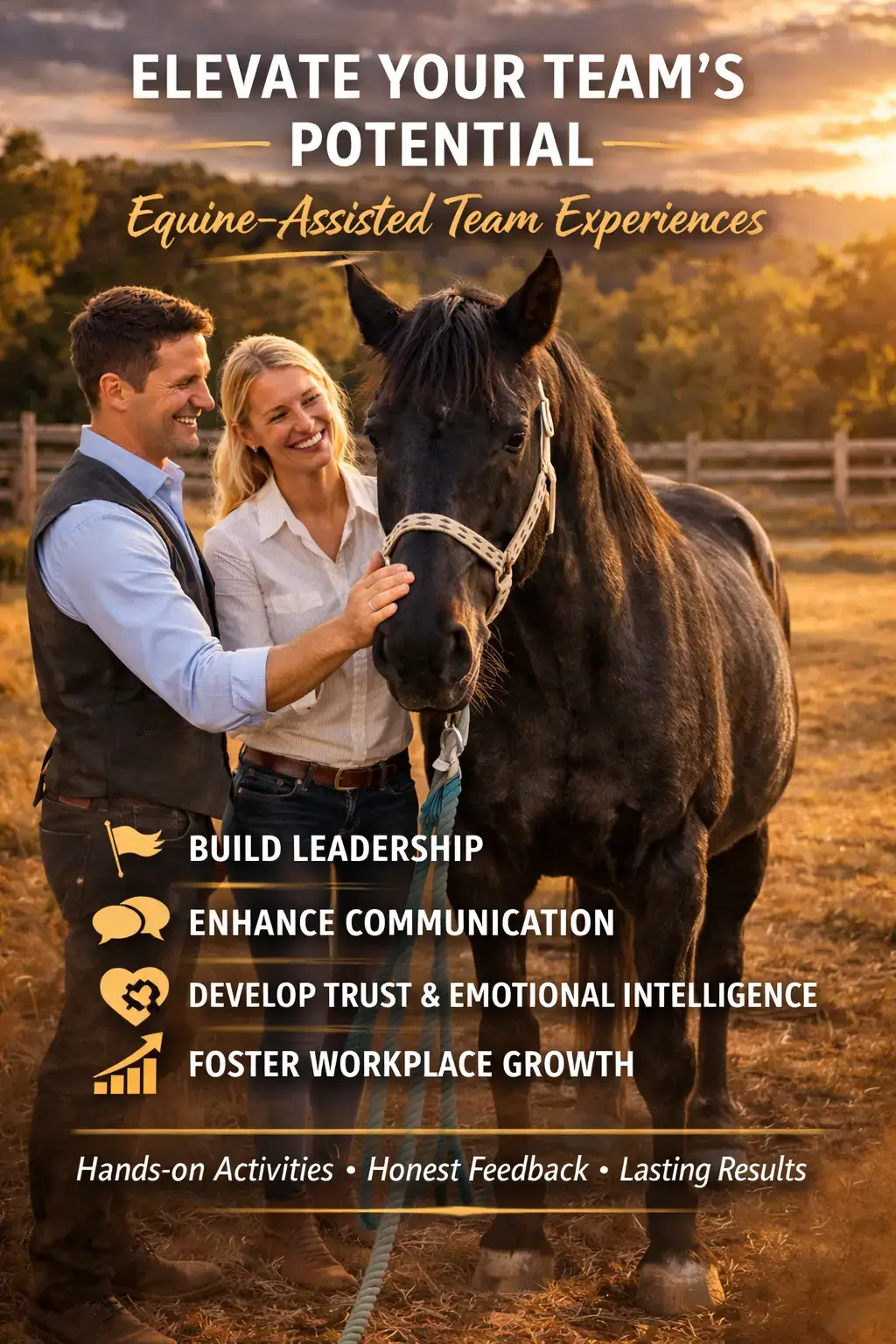 Equine experiential learning session with horses for personal growth